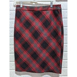 The Limited Women's Gray And Red Plaid Lined Pencil Skirt Size 4